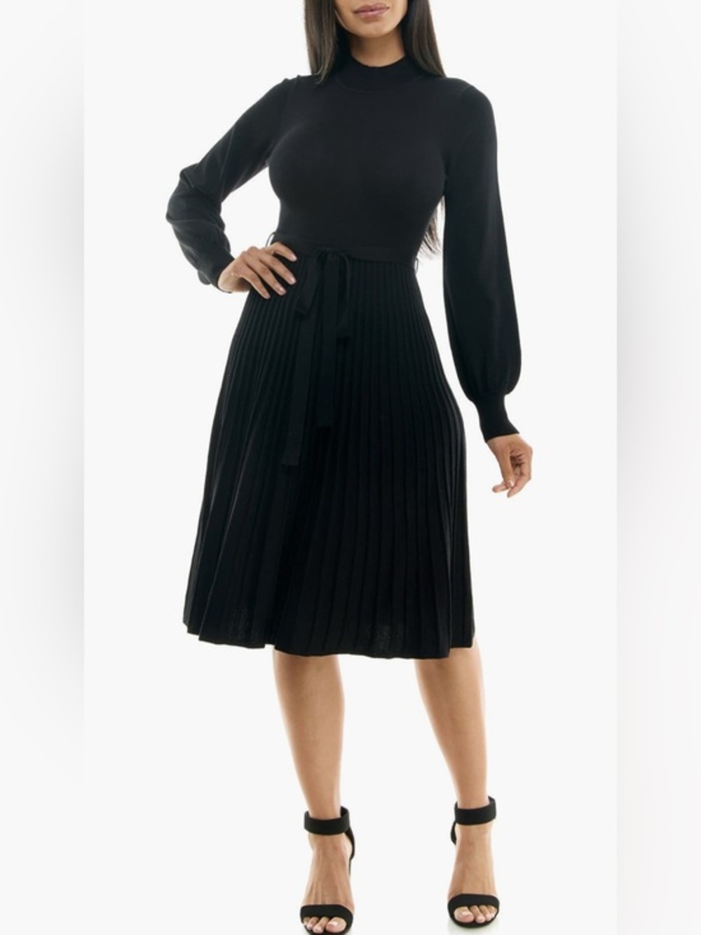NEW…Nina Leonard Tie Waist Long Sweater Dress